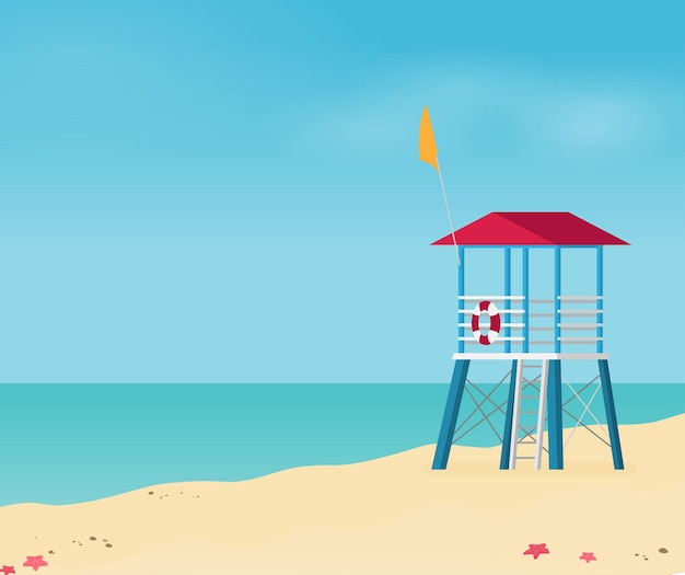 Des vacances d'été illustration vectorielleplage de conception à l'appartement