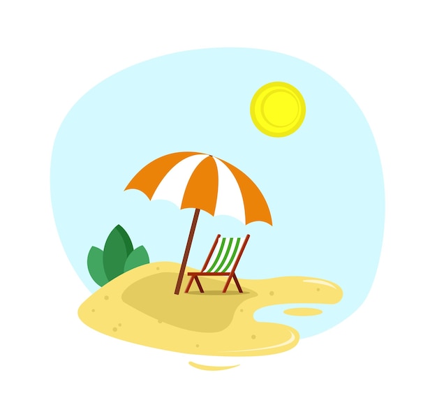 Vacances d'été à la plage en mer Equipement de loisirs Illustration vectorielle