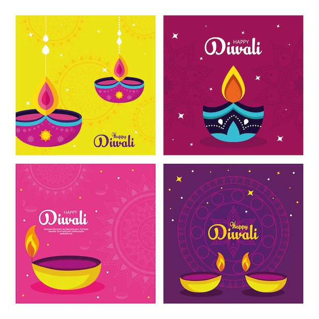 Vecteur vacances de festival de diwali avec décoration.