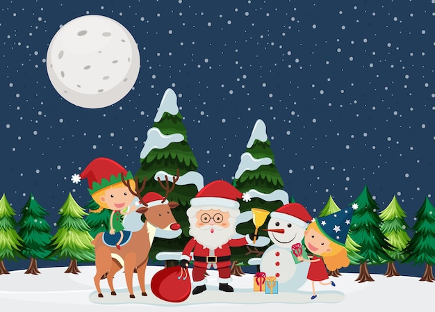 Vacances De Noël Avec Le Père Noël Et Le Bonhomme De Neige