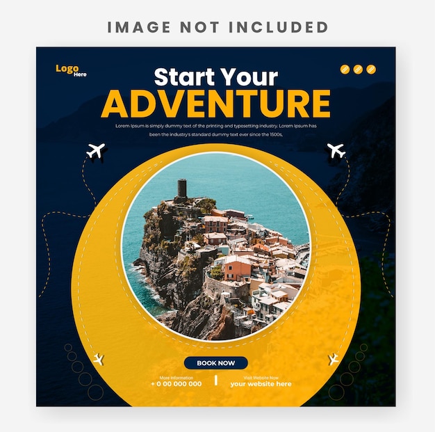 Vecteur vacances de voyage explorez le monde modèle de publication instagram ou de publication sur les réseaux sociaux