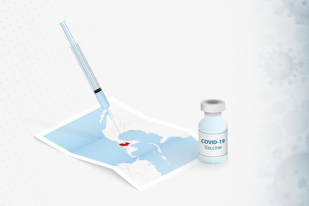 Vaccination Au Guatemala, Injection Avec Le Vaccin Covid-19 Sur La Carte Du Guatemala.