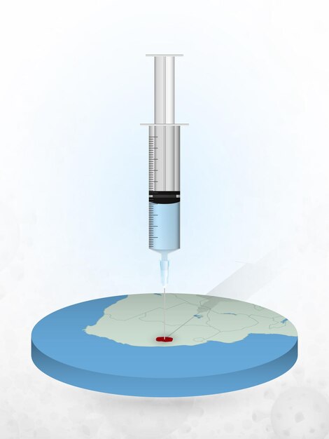 Vaccination Du Lesotho, Injection D'une Seringue Dans Une Carte Du Lesotho.