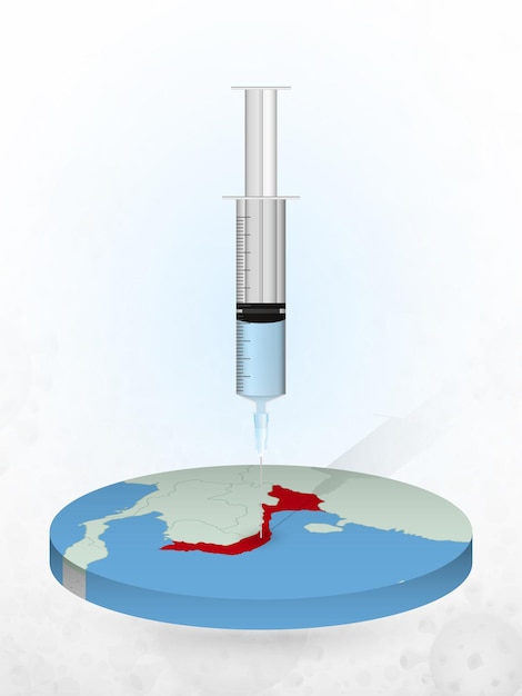 Vaccination Du Vietnam, Injection D'une Seringue Dans Une Carte Du Vietnam.