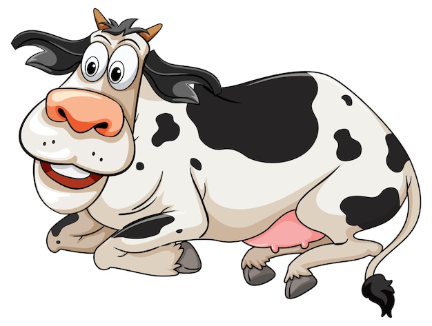 Vache Au Repos En Style Cartoon