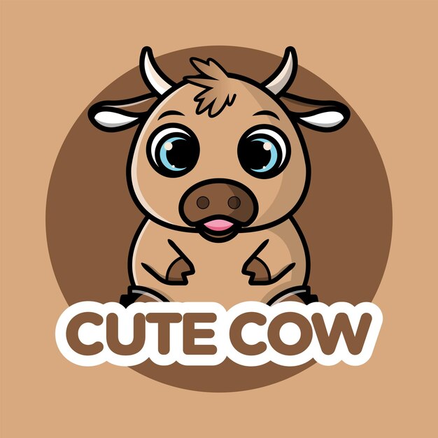 Vecteur une vache de bande dessinée vache mignonne adorable vache mascotte de vache mascotte de vache mignonne