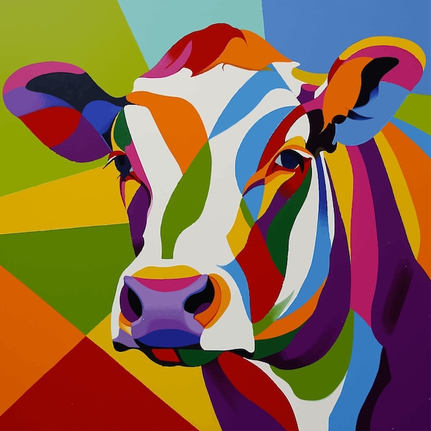 Vecteur vache dans un vecteur de style pop art et picasso