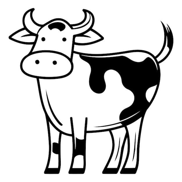 Vache De Dessin Animé Animal De Ferme Personnage De Dessin Dessiné Mignon Illustration Vectorielle