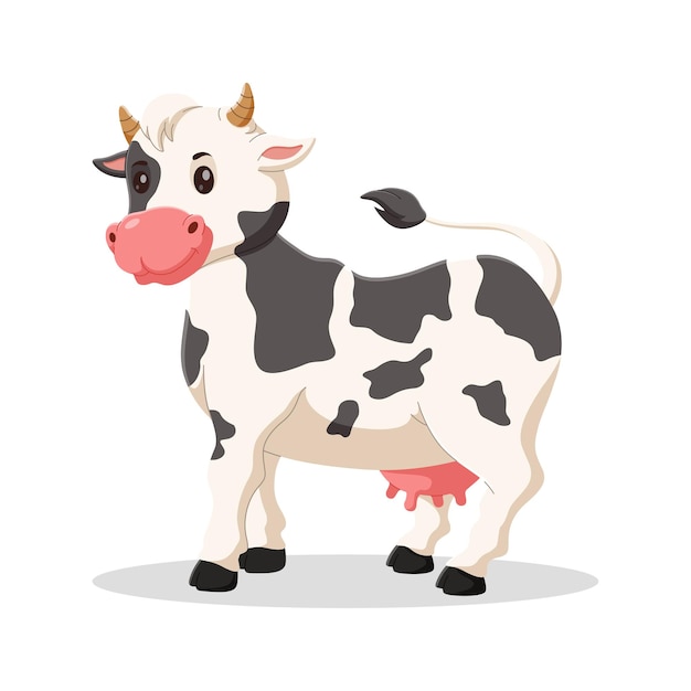 Vache Heureuse De Dessin Animé Isolée Sur Illustration Vectorielle Blanche