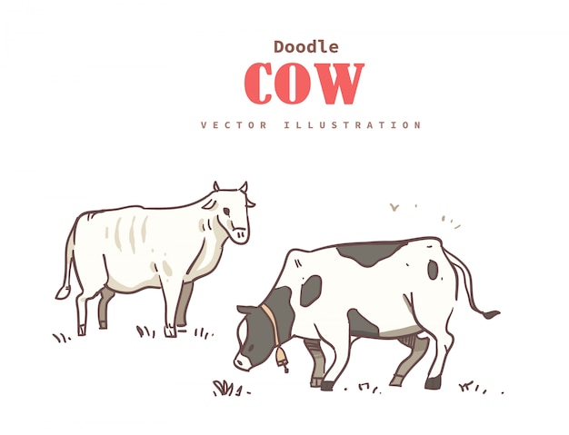 Vache De Style Dessin Animé Doodle. Vache