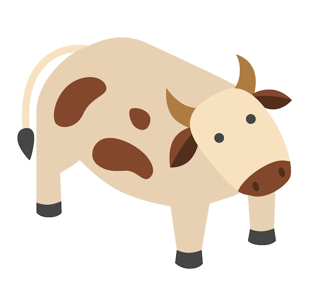 Vecteur vache ou taureau animal de ferme isolé sur illustration vectorielle blanc