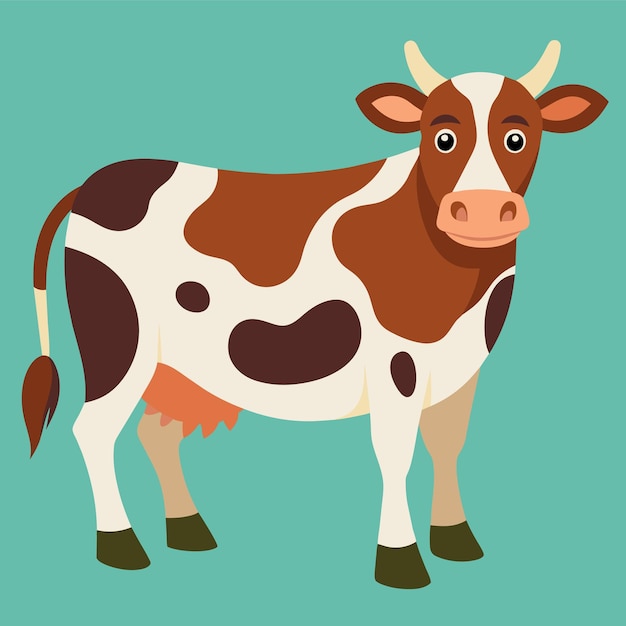 Vecteur la vache la vache la marionnette l'animal de compagnie le vecteur de l'illustration du dessin animé assez mignon