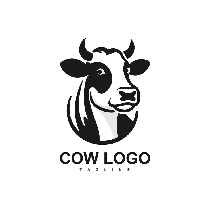 une vache avec un visage noir et un fond blanc
