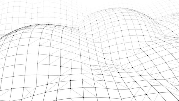 Vague blanche en mouvement futuriste Arrière-plan numérique avec des particules et des lignes en mouvement Visualisation de grandes données Illustration vectorielle
