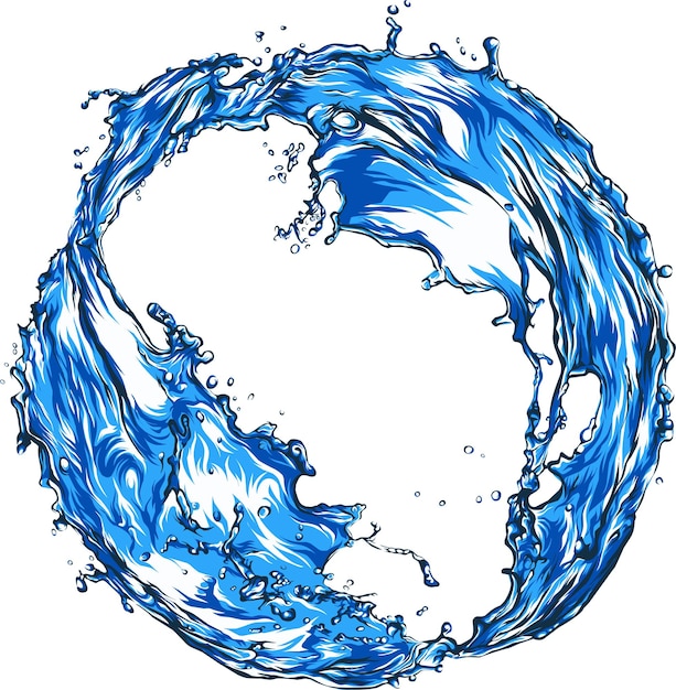 Vecteur une vague bleue dans un cercle avec le mot océan dessus.
