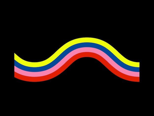 Une vague colorée est représentée sur un fond noir.