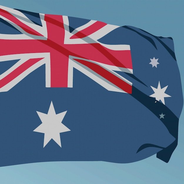 Vecteur vague de drapeau australien sur illustration vectorielle fond bleu