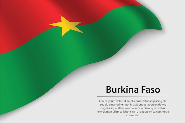 Vague drapeau du Burkina Faso sur fond blanc Modèle vectoriel de bannière ou de ruban pour le jour de l'indépendance