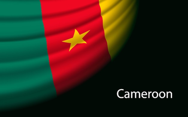 Vague Drapeau Du Cameroun Sur Fond Sombre