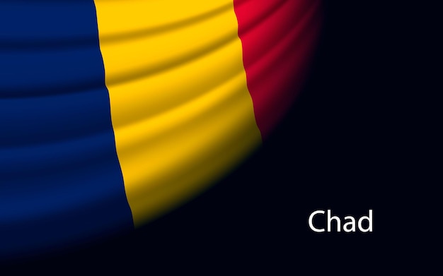 Vague Drapeau Du Tchad Sur Fond Sombre