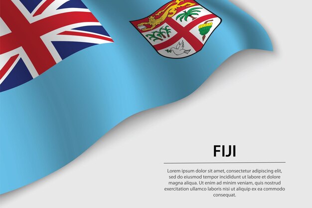 Vague Drapeau Des Fidji Sur Fond Blanc Modèle Vectoriel De Bannière Ou De Ruban Pour Le Jour De L'indépendance