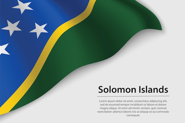 Vague Drapeau Des îles Salomon Sur Fond Blanc Modèle Vectoriel De Bannière Ou De Ruban Pour Le Jour De L'indépendance