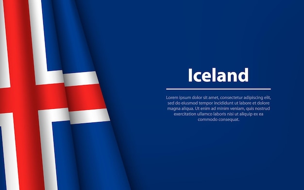 Vague drapeau de l'Islande avec fond de fond