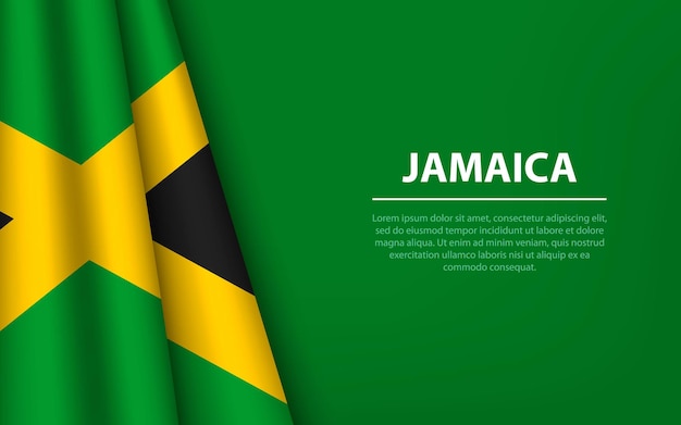 Vague drapeau de la Jamaïque avec fond de fond