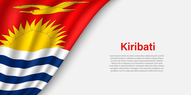 Vague drapeau de Kiribati sur fond blanc