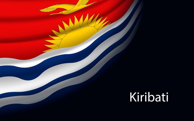 Vague drapeau de Kiribati sur fond sombre