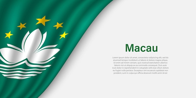 Vague drapeau de Macao sur fond blanc