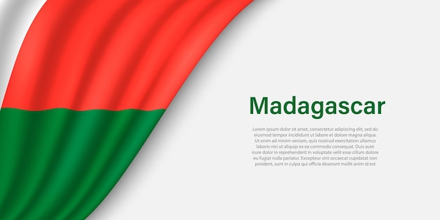 Vague Drapeau De Madagascar Sur Fond Blanc