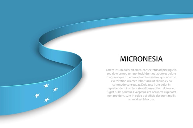 Vague Drapeau De Micronésie Avec Fond De Fond