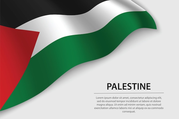Vague drapeau de la Palestine sur fond blanc Modèle vectoriel de bannière ou de ruban pour le jour de l'indépendance