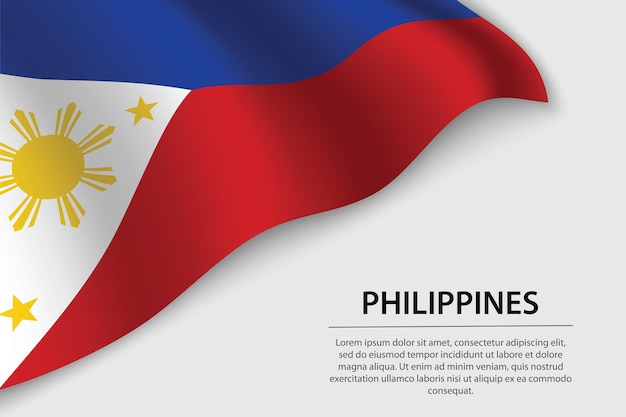 Vague drapeau des Philippines sur fond blanc Modèle vectoriel de bannière ou de ruban pour le jour de l'indépendance