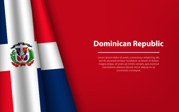 Vague drapeau de la République dominicaine avec fond de fond