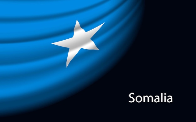 Vague drapeau de la Somalie sur fond sombre