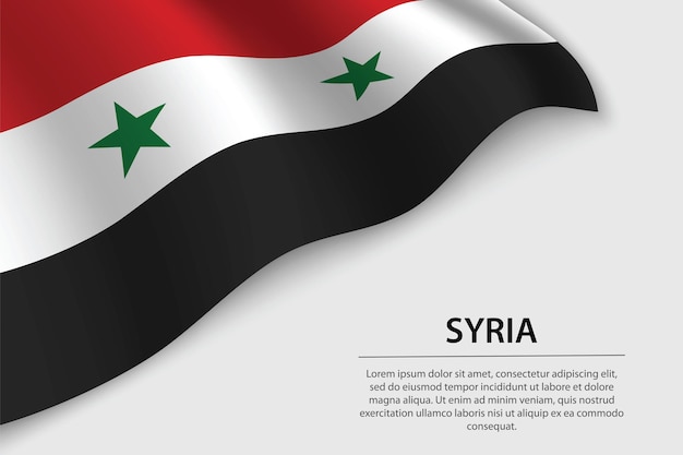 Vague Drapeau De La Syrie Sur Fond Blanc Modèle Vectoriel De Bannière Ou De Ruban Pour Le Jour De L'indépendance
