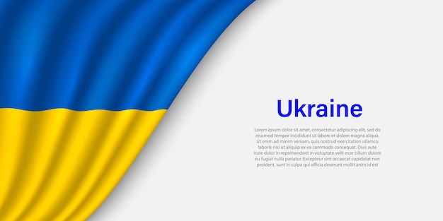 Vague drapeau de l'Ukraine sur fond blanc