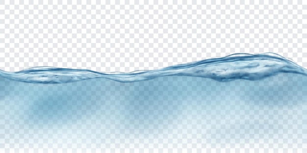 Vague d'eau translucide dans des couleurs bleu clair avec répétition horizontale transparente, isolée sur fond transparent. Transparence uniquement en fichier vectoriel