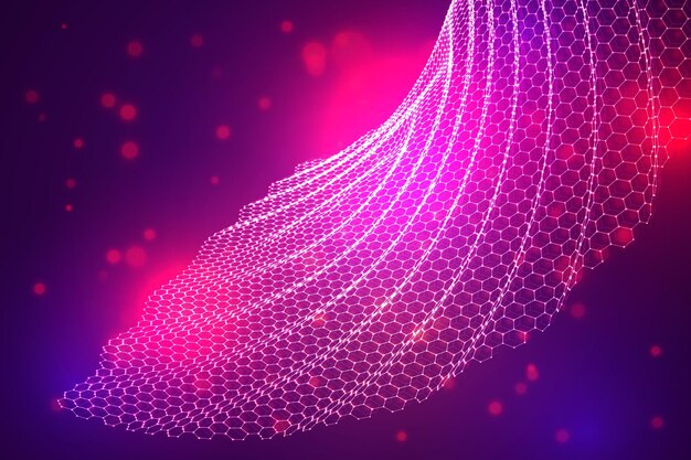 Vague de fond 3d de vecteur de danse géométrique de points