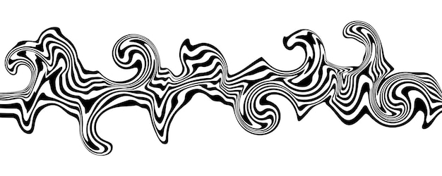 Vague d'illusion d'optique abstraite sur fond blanc Un flux de rayures noires et blanches formant un effet de distorsion ondulé Illustration vectorielle