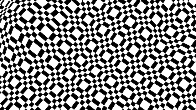 Vague d'illusion d'optique abstraite Lignes noires et blanches avec effet de distorsion Motif géométrique vectoriel avec des carrés