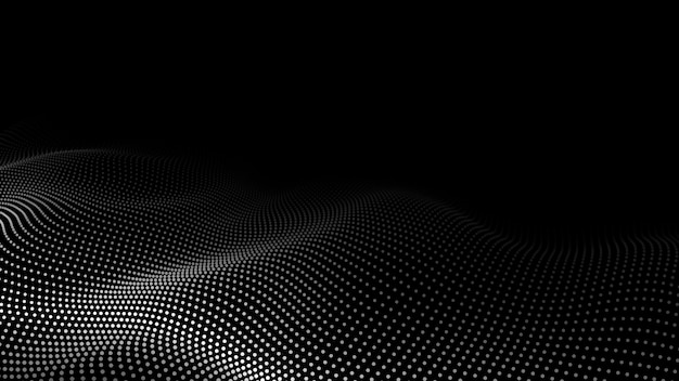 Vague en mouvement futuriste Arrière-plan numérique avec des particules lumineuses en mouvement Visualisation de grandes données Illustration vectorielle