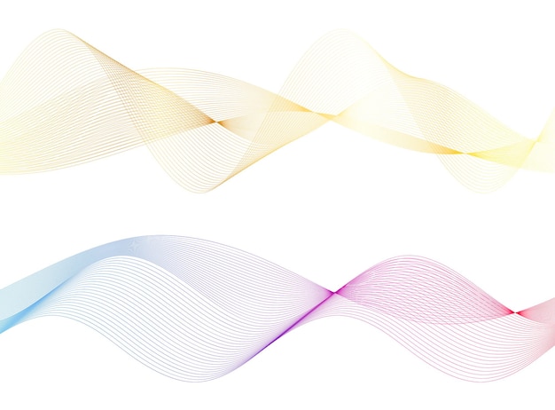 Vague des nombreuses lignes colorées Bandes ondulées abstraites sur fond blanc isolé Dessin au trait créatif Illustration vectorielle EPS 10 Éléments de conception créés à l'aide de l'outil de fusion Bande lisse incurvée