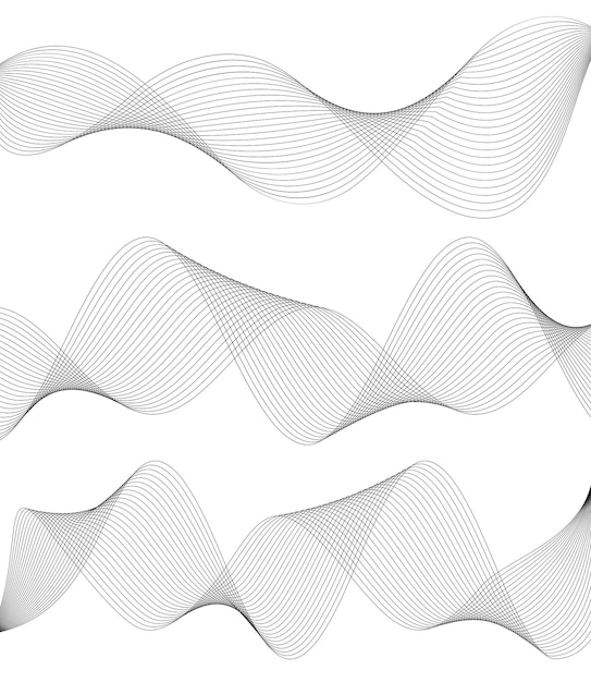 Vague des nombreuses lignes colorées Bandes ondulées abstraites sur fond blanc isolé Dessin au trait créatif Illustration vectorielle EPS 10 Éléments de conception créés à l'aide de l'outil de fusion Bande lisse incurvée