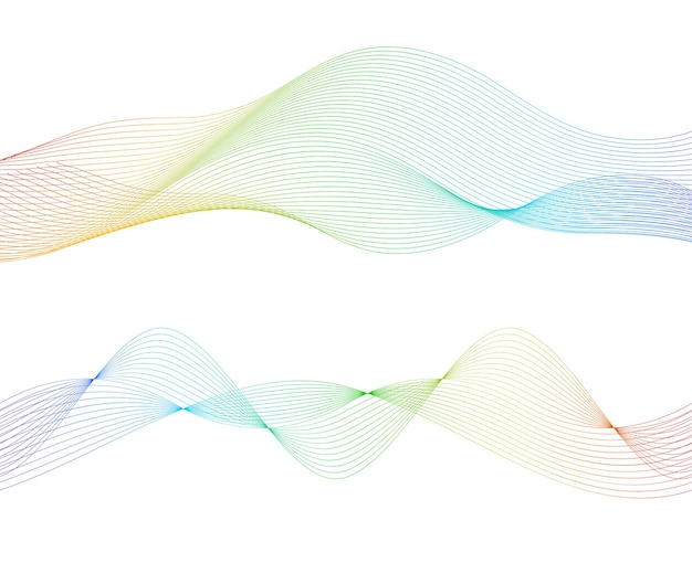 Vague des nombreuses lignes colorées Bandes ondulées abstraites sur fond blanc isolé Dessin au trait créatif