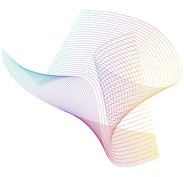 Vague des nombreuses lignes colorées Des rayures ondulées abstraites sur un fond blanc isolées Art linéaire créatif Illustration vectorielle EPS 10 Elements de conception créés à l'aide de l'outil de mélange