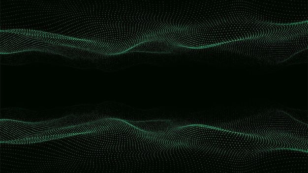 Vague numérique double dynamique 3d Vague de technologie intelligente Structure numérique de flux Fond de technologie cybernétique Illustration vectorielle