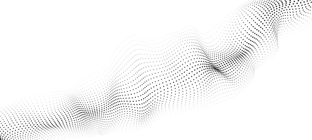 Une vague de particules en mouvement Abstract vector 3d illustration sur fond blanc
